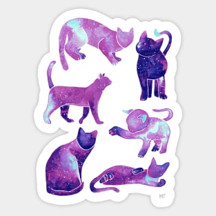 Galaxy Cats Pattern - Pink & Purple Sticker